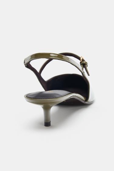 STRAPPY SLINGBACK SHOES - Khaki Green by Zara - Image 4