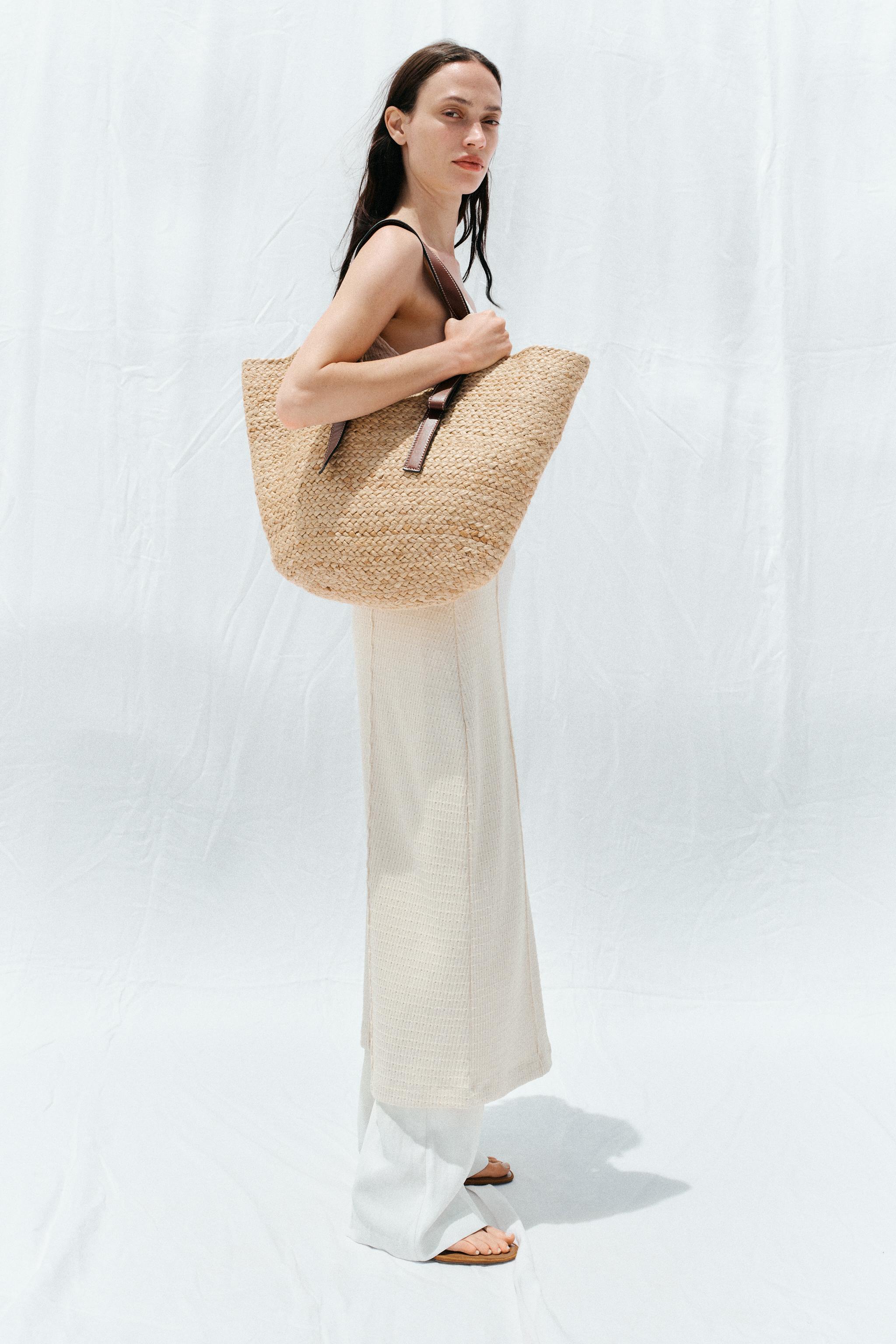 Transparent Bag Sac De Plage Zara SAC SHOPPER TRESSÉ Marron Foncé