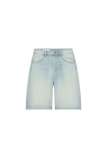 TRF MID-RISE BAGGY DENIM BERMUDA SHORTS - Light blue by Zara