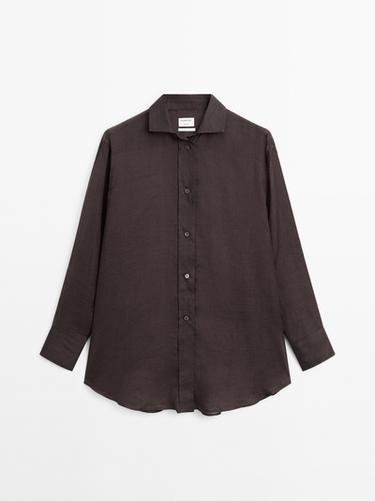 Zara 100% ramie long shirt - STUDIO - Brown - Image 0