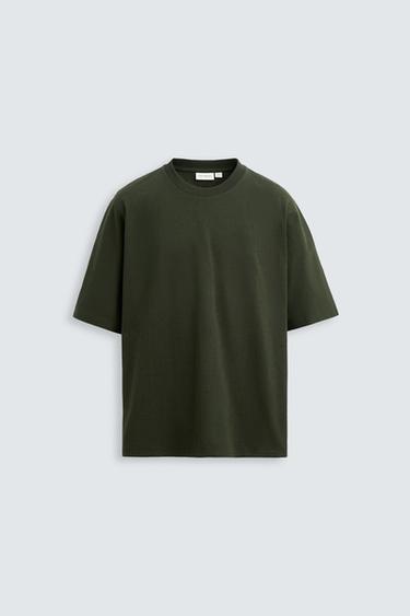 RELAXED FIT T-SHIRT - Dark bottle green by Zara