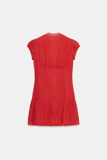 ROBE COURTE À POIS - Rouge / Blanc de Zara - Image 6