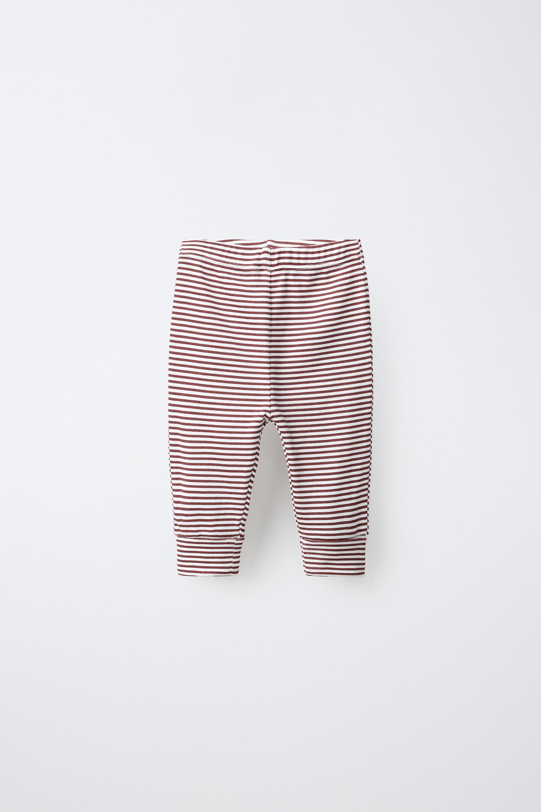 3-PACK OF ADJUSTABLE LENGTH STRIPED LEGGINGS — Dusty pink