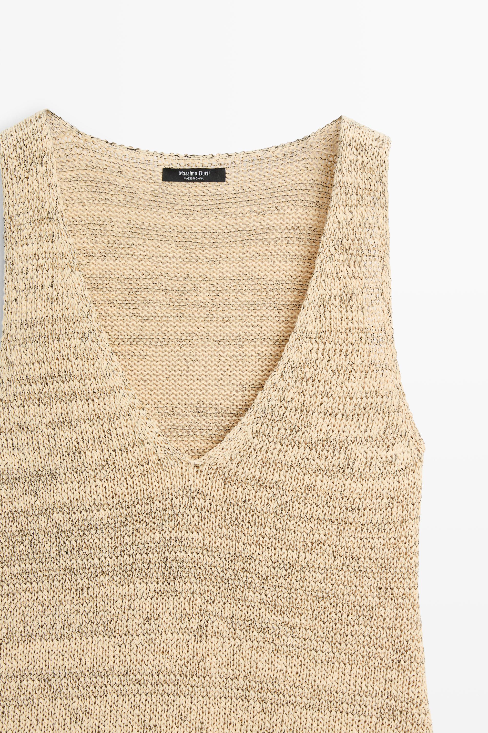 Melange cotton blend knit top — 318