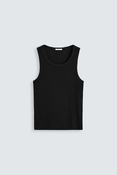 BASIC RIBBED TANK TOP - Black by Zara