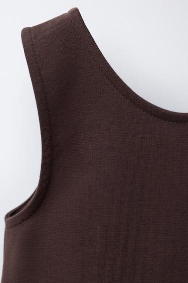 Zara PONTE KNIT DRESS WITH HEART POCKETS - Chocolate