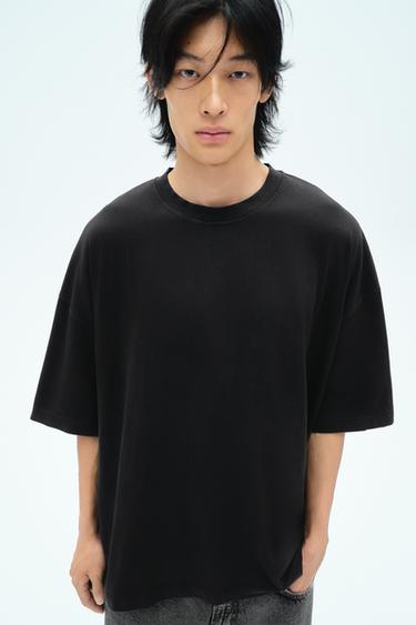 Zara 寬鬆版型輕量水洗 T 恤 - 煤灰色