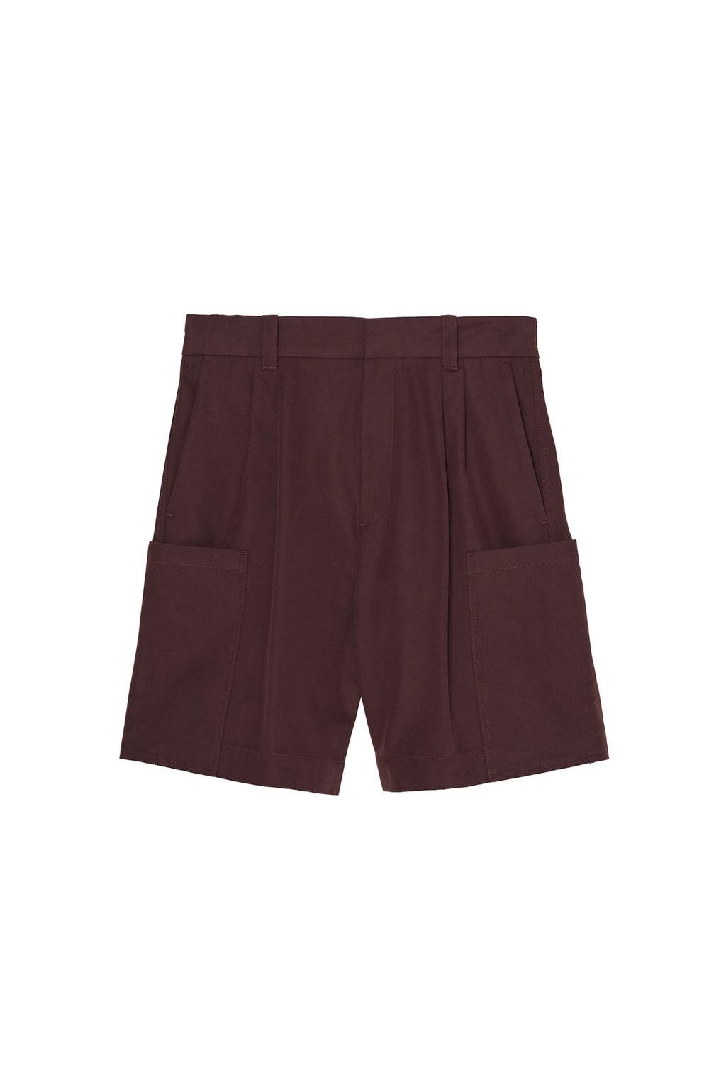 RELAXED FIT CARGO BERMUDA SHORTS WITH PLEATS