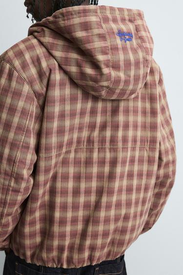 HOODIE CHECK JACKET - Reddish by Zara - Image 4