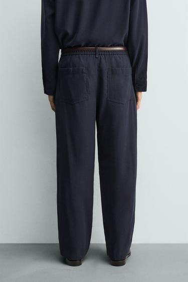 RELAXED FIT FLOWING TROUSERS - Navy blue by Zara - Image 2