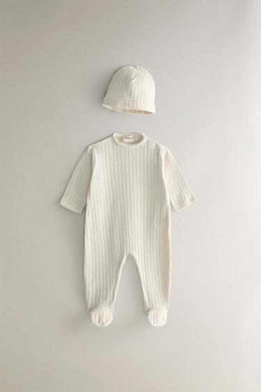 RIBBED NEWBORN BABY SET - Light beige by Zara - Image 0