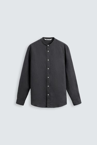Zara LINEN - COTTON SHIRT - Charcoal