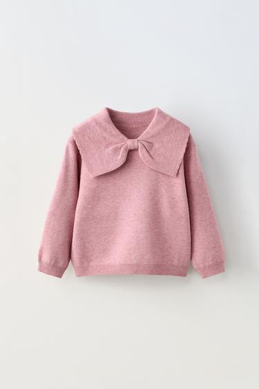 Zara TIED KNIT SWEATER - Mid-pink