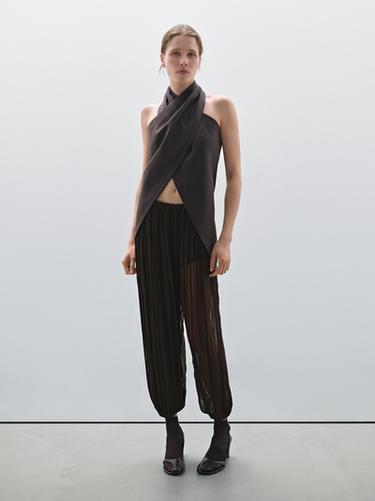 Zara Sarouel trousers with pleated detail - Studio - Brown - Image 0