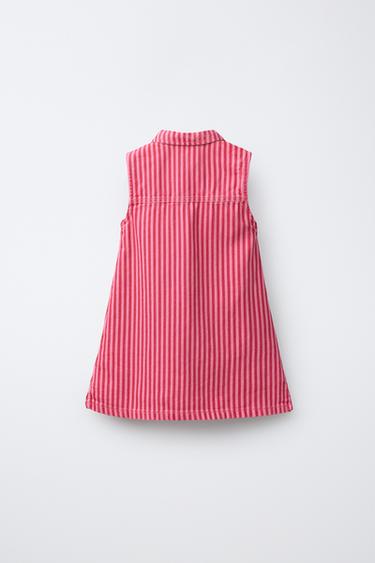 ROBE EN SERGÉ À RAYURES - Rose de Zara - Image 1