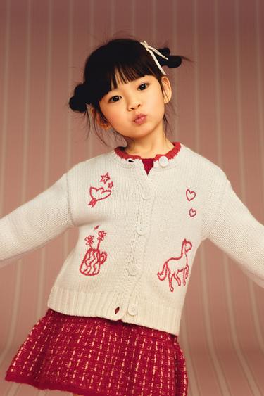 CARDIGAN WITH EMBROIDERY - Ecru by Zara