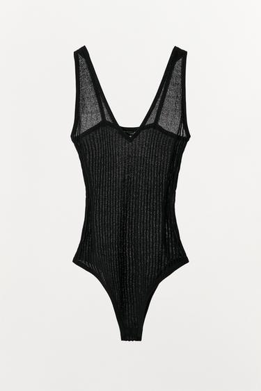 PLEATED KNIT BODYSUIT - Black by Zara - Image 4