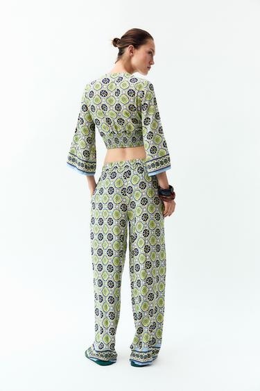 PANTALON LARGE IMPRIMÉ - Multicolore de Zara - Image 3
