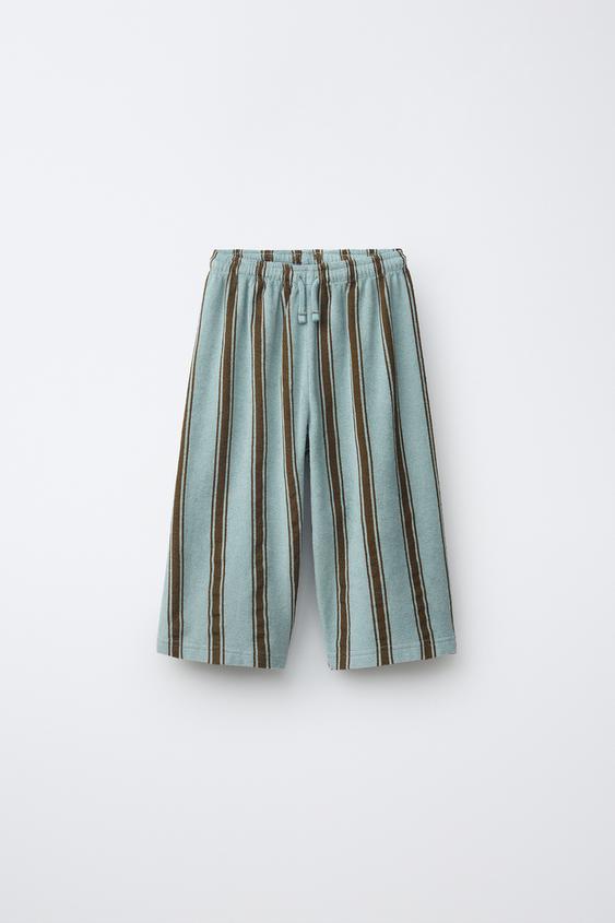 PANTALÓN RELAXED RAYAS EFECTO TOALLA - Azul / Verde de Zara - Imagen 0