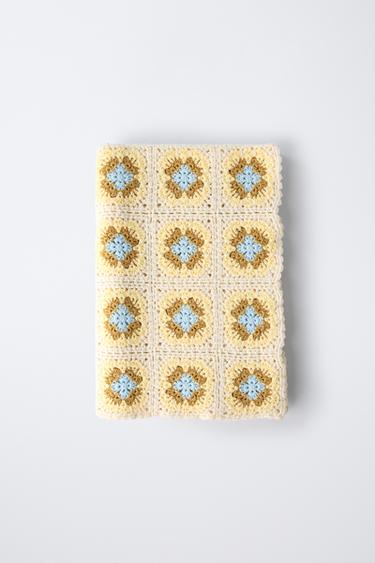 FLORAL CROCHET KNIT THROW - Ecru by Zara - Image 0
