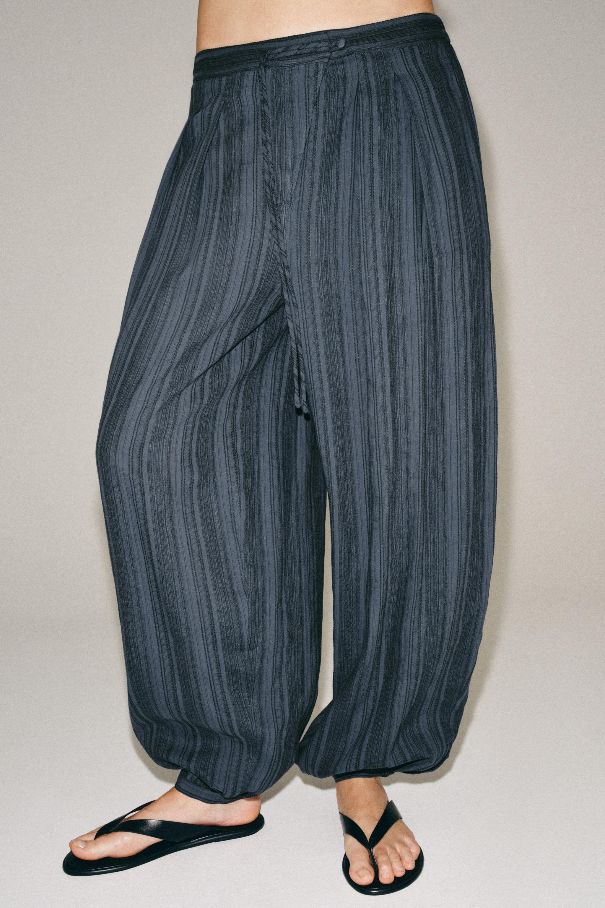 Женские брюки Zara ZW COLLECTION STRIPED BLOOMER PANTS — фото 5