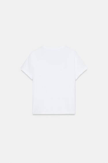 T-SHIRT COTON MANCHES COURTES - Blanc de Zara - Image 3