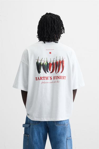 T-SHIRT IMPRIMÉ EN MATIÈRES VARIÉES - Blanc cassé de Zara - Image 2