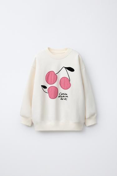 SWEATSHIRT WITH CHERRY PATCHES - Ecru by Zara