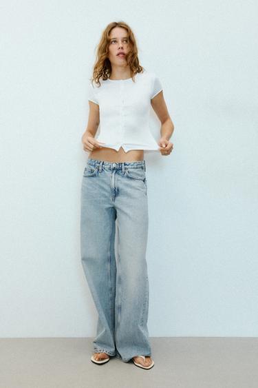 JEANS TRF WIDE LEG TIRO MEDIO - Azul de Zara