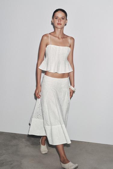 ZW COLLECTION EMBROIDERED LAYERED SKIRT - White by Zara