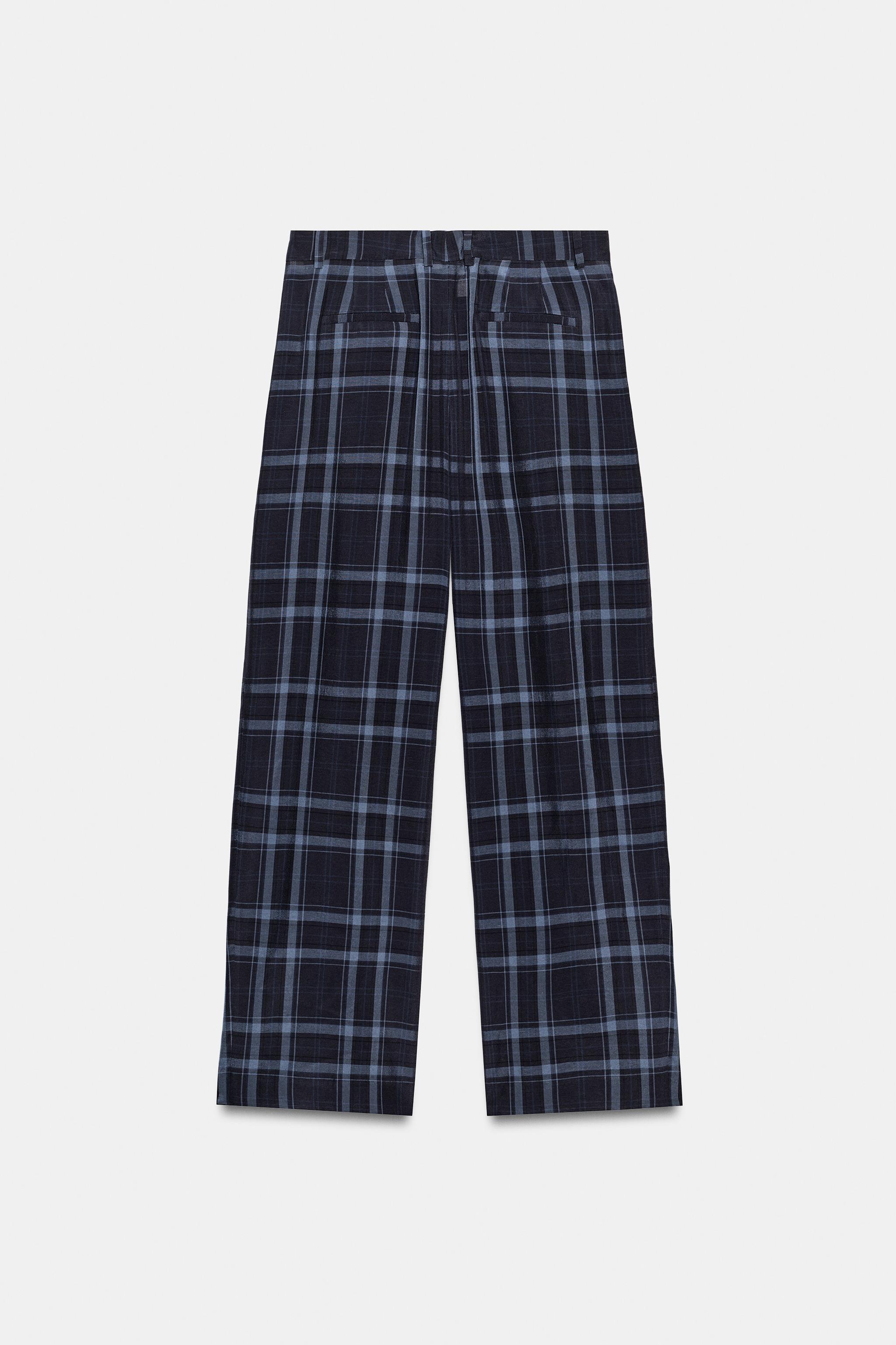ワイドレッグチェックパンツ ZW COLLECTION - ネイビーブルー | ZARA