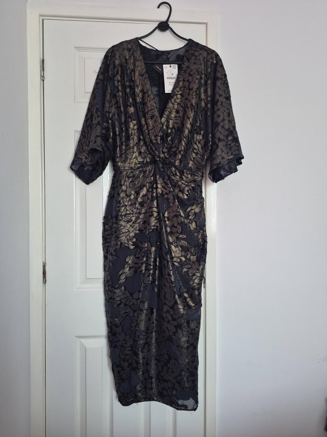 FOIL DRAPED MIDI DRESS - Image 3
