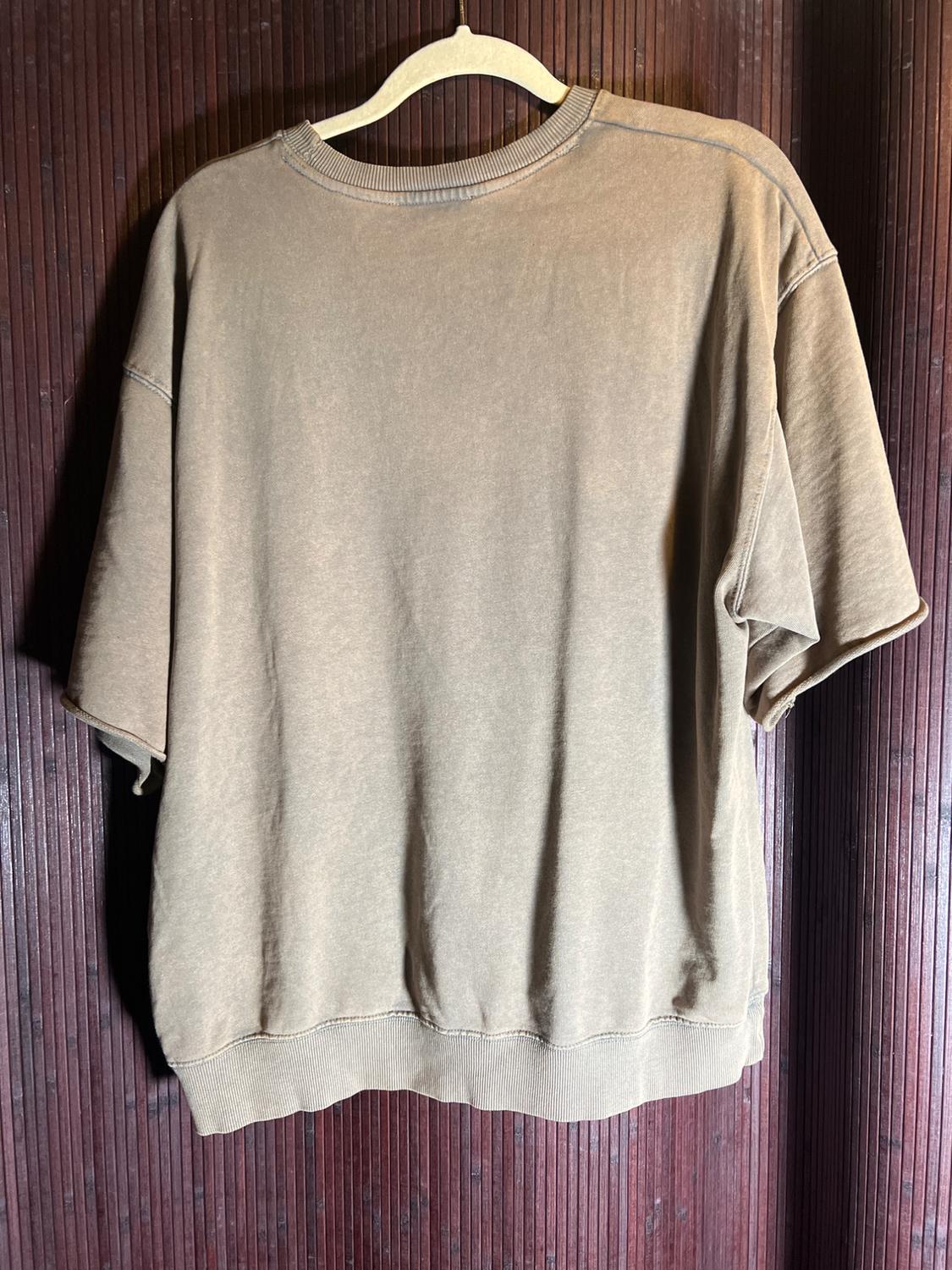 WASHED EFFECT SHORT SLEEVE PLUSH SWEATSHIRT - Image 2