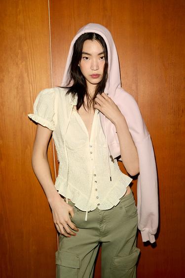 TOP STRUTTURATO CON FIOCCO - Burro di Zara