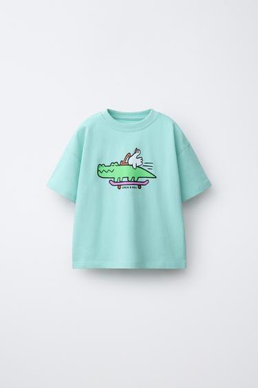 T-SHIRT IMPRIMÉ ANIMALIER - Turquoise de Zara