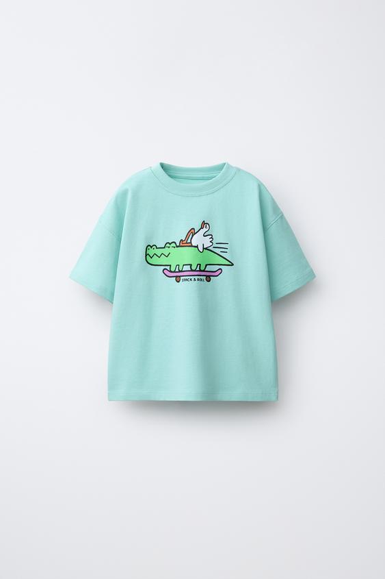 CAMISETA ESTAMPADO ANIMALES - Turquesa de Zara - Imagen 0