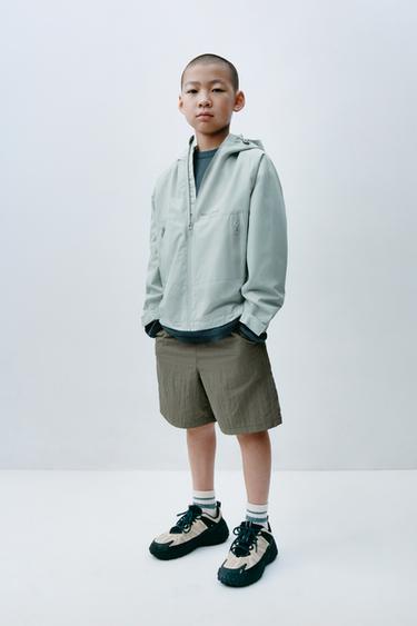 Zara PLAIN NYLON SHORTS - Taupe gray - Image 0