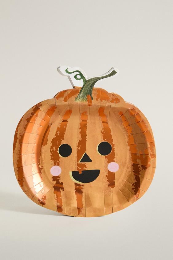 KIDS' HALLOWEEN PUMPKIN PAPER PLATES (PACK OF 12) - Multicoloured by Zara - Image 0
