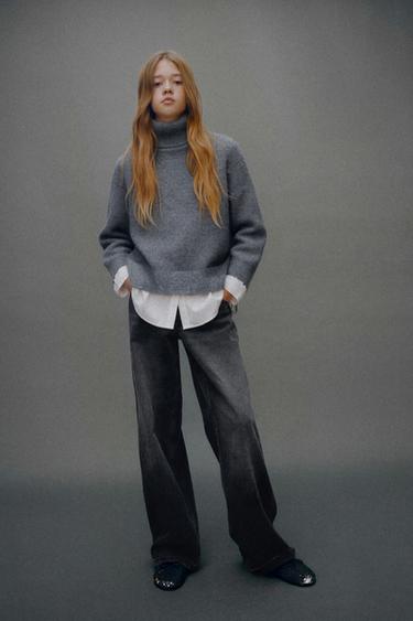 PLAIN KNIT TURTLENECK SWEATER - Mid-grey by Zara