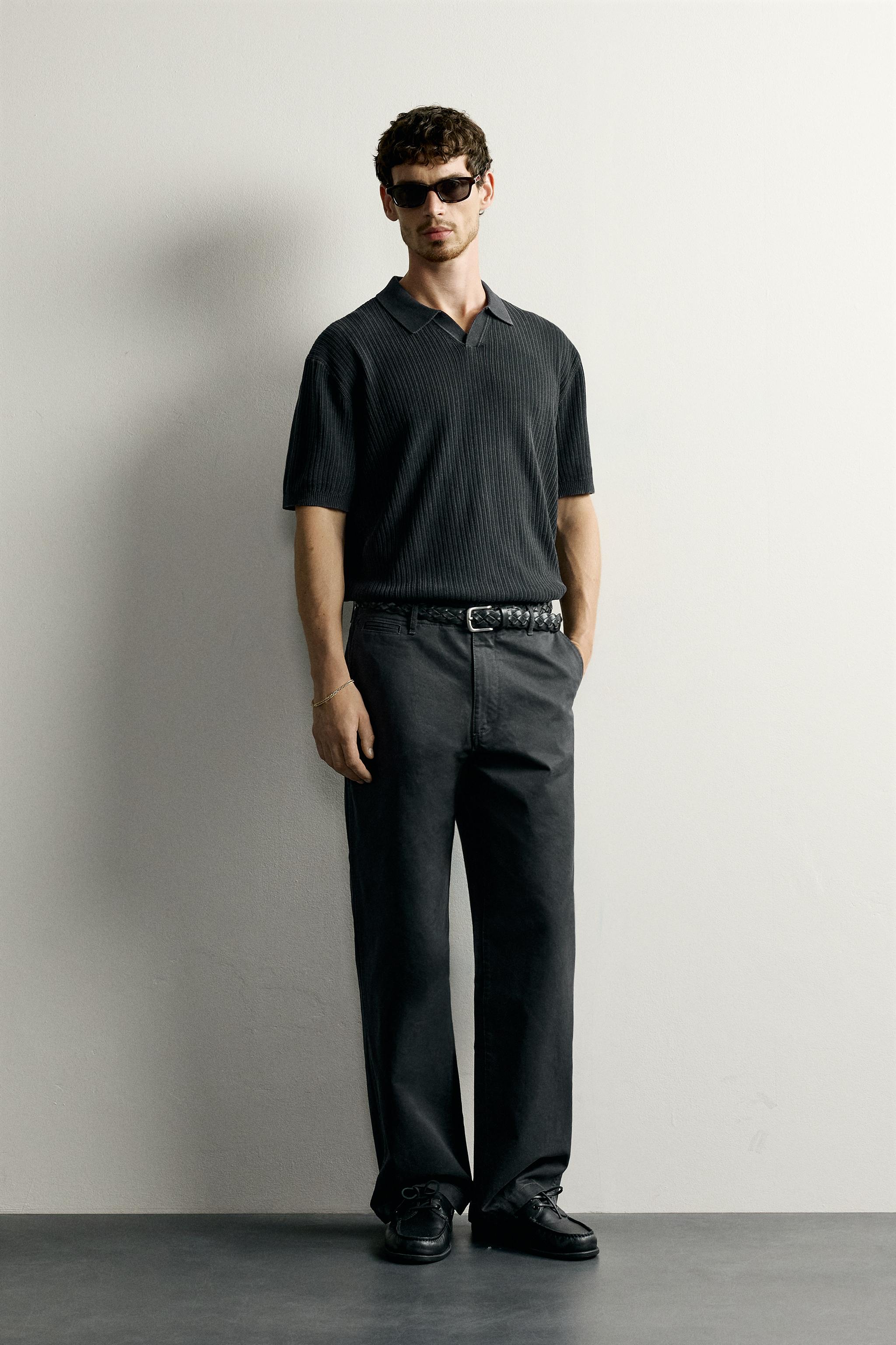 Zara DOKULU REGULAR FIT POLO T-SHIRT