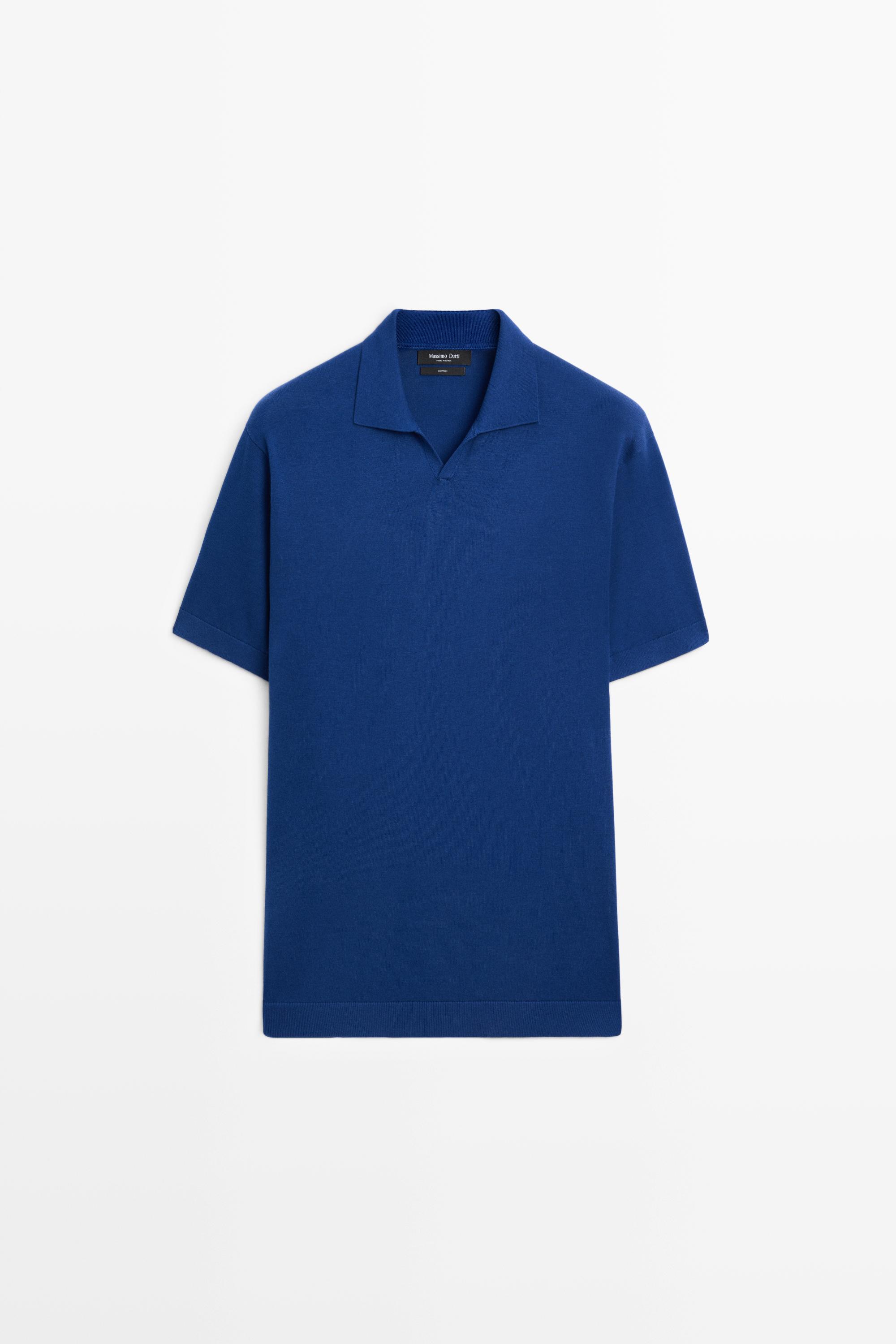 100% cotton V-neck knit polo — 489