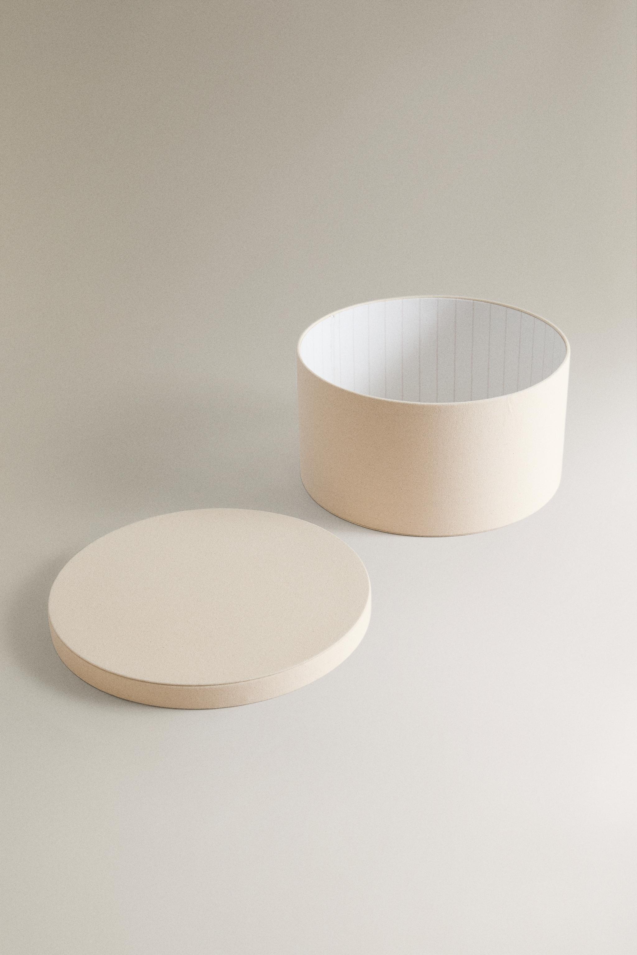 FABRIC HAT BOX — Ecru