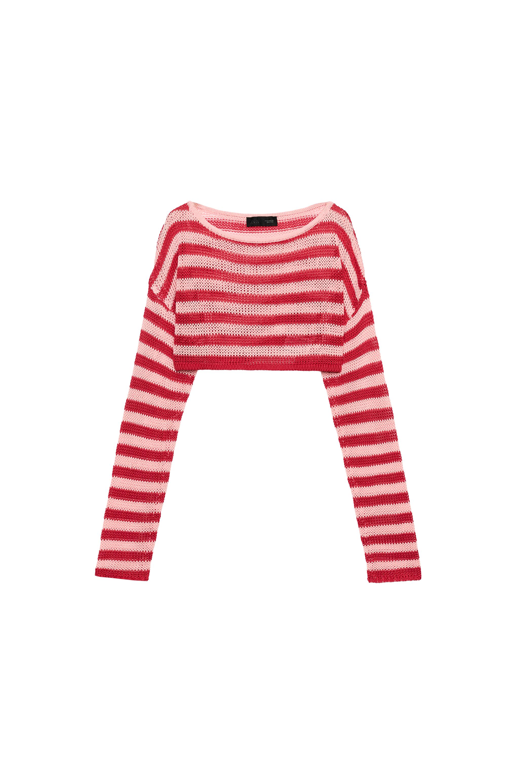 zara — PULLOVER CROP A RIGHE