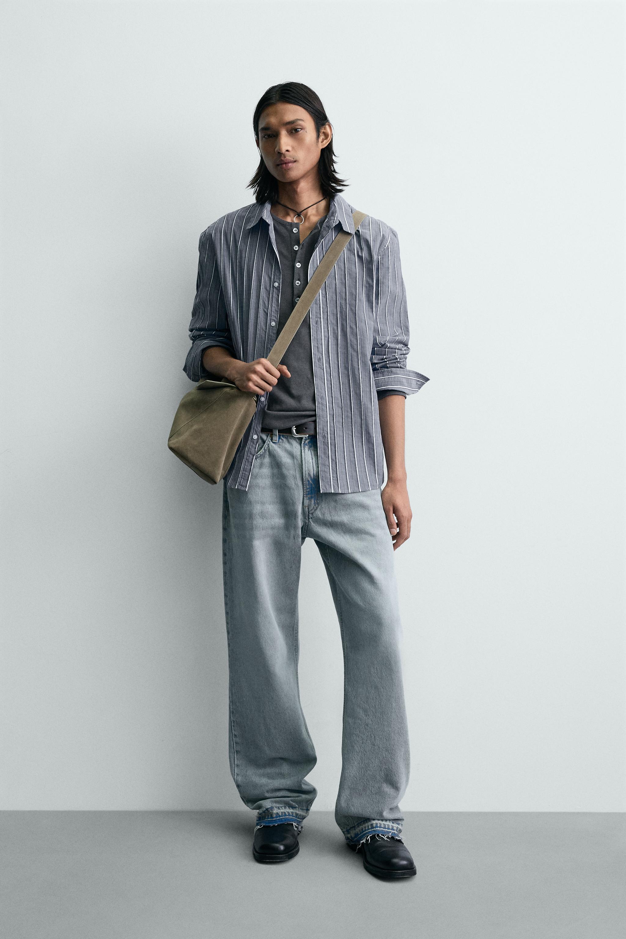 CHEMISE RELAXED FIT JACQUARD RAYURES