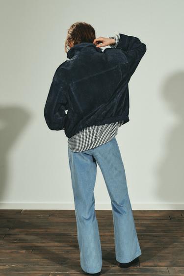 ΜΠΟΥΦΑΝ 100% ΔΕΡΜΑ ΣΟΥΕΤ ΤΣΕΠΕΣ - Μπλε του Zara