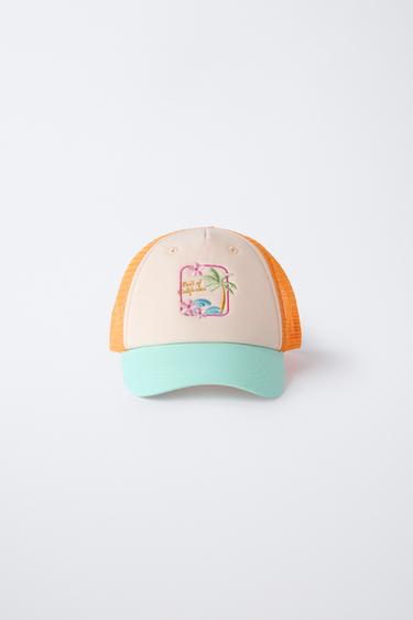 PALM TREE EMBROIDERED MESH CAP - Orange by Zara