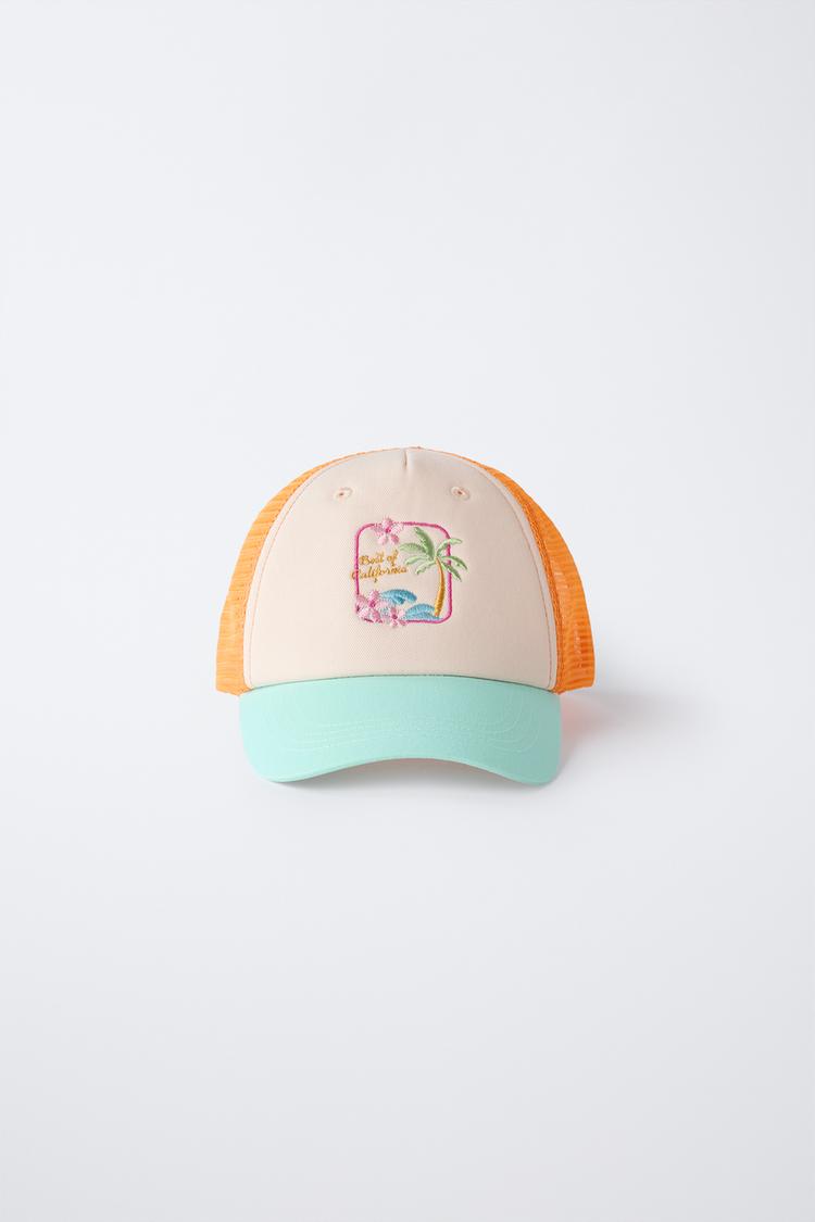 PALM TREE EMBROIDERED MESH CAP