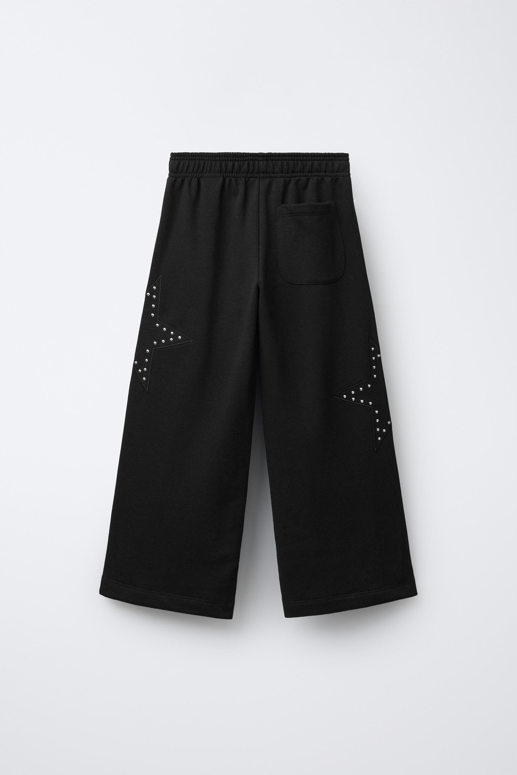 WIDE LEG PANTS WITH STAR STUDS - Black | ZARA United States