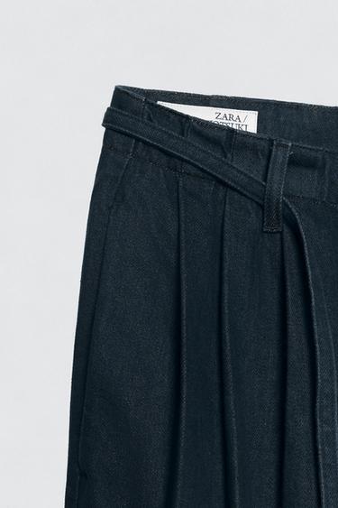 WIDE-LEG PLEATED JEANS SOSHIOTSUKI x ZARA - Indigo by Zara - Image 7