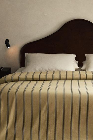 STRIPED PERCALE DUVET COVER (300 THREAD COUNT) - Yellow by Zara